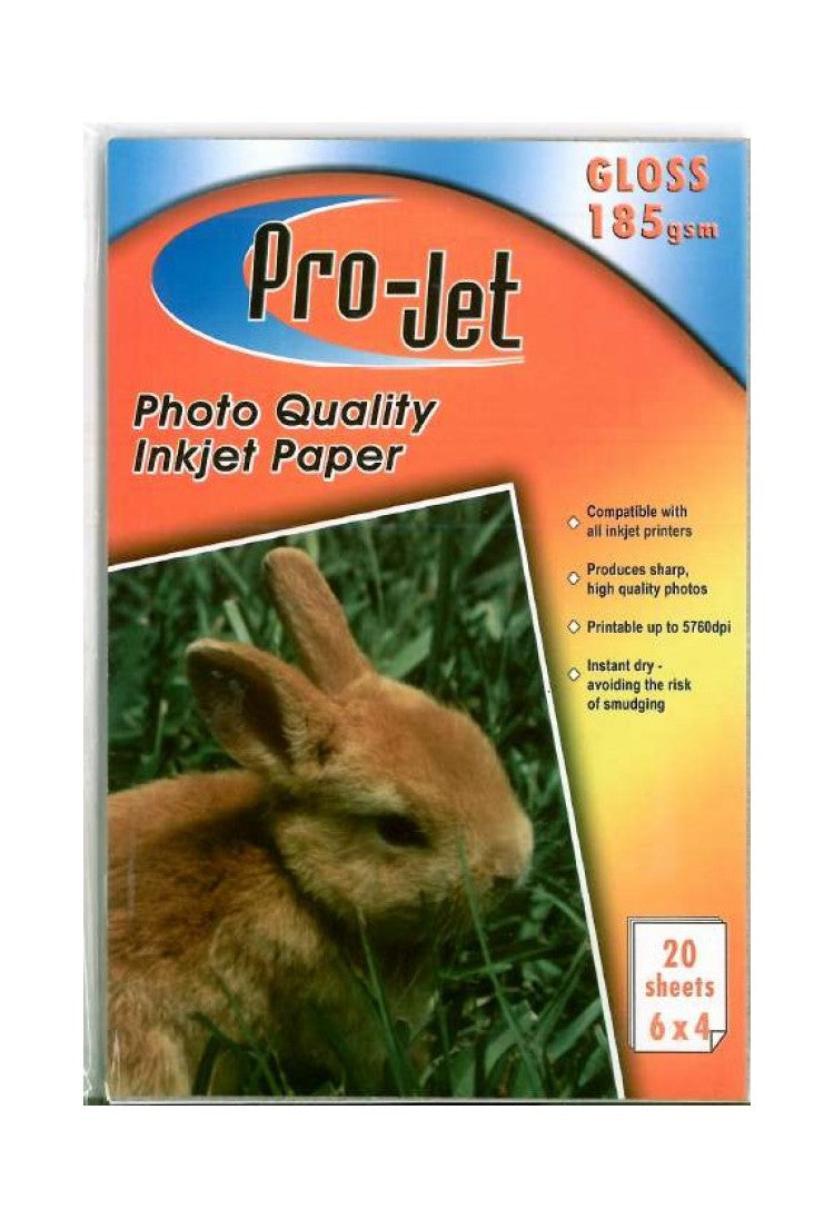 Papier photo Pro-Jet A6 6x4 GLOSS 185g / m2 Paquet de 20